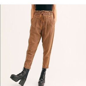 Free People Margate Paper Bag Waist Pants barrel leg elastic cargo utility small